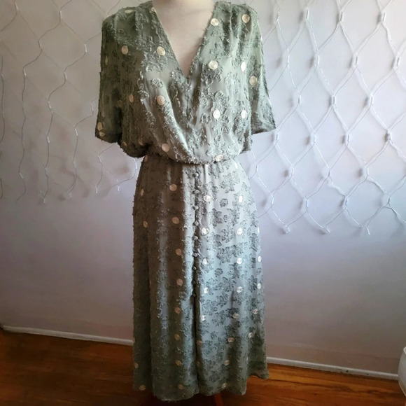 Zara Midi Length Dress / Textured &  Embroidered  / Size Small - Picture 1 of 11